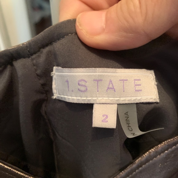 1.State the curator metallic faux leather‎ gold dress. Worn 1x - Picture 4 of 6